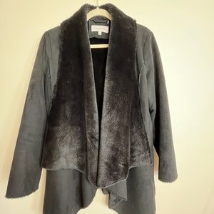 Calvin Klein Shawl Collar Faux Shearling Coat